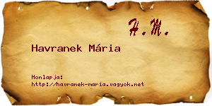 Havranek Mária névjegykártya